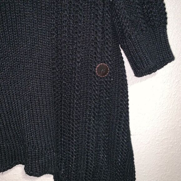 Moth Anthropologie Black Long Cardigan Waxed Knit - Picture 8 of 8